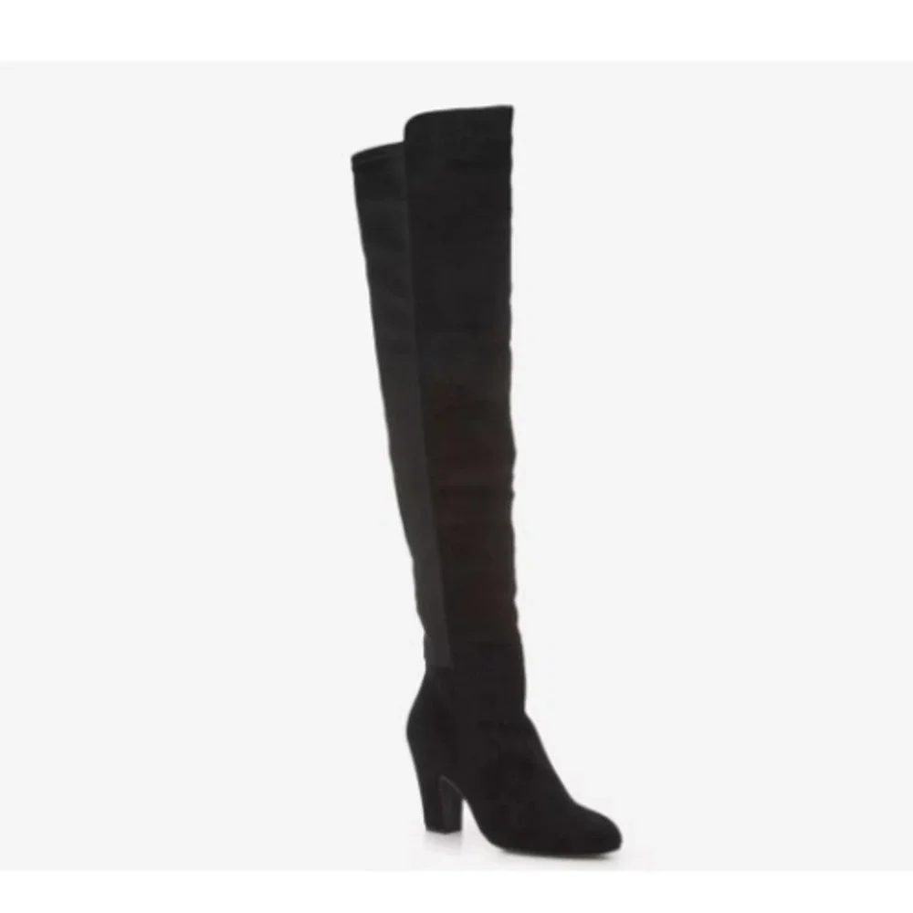 Chinese Laundry Black Over The Knee Boots Block Heel Pointed Toe Women Sz 7 NEW‎